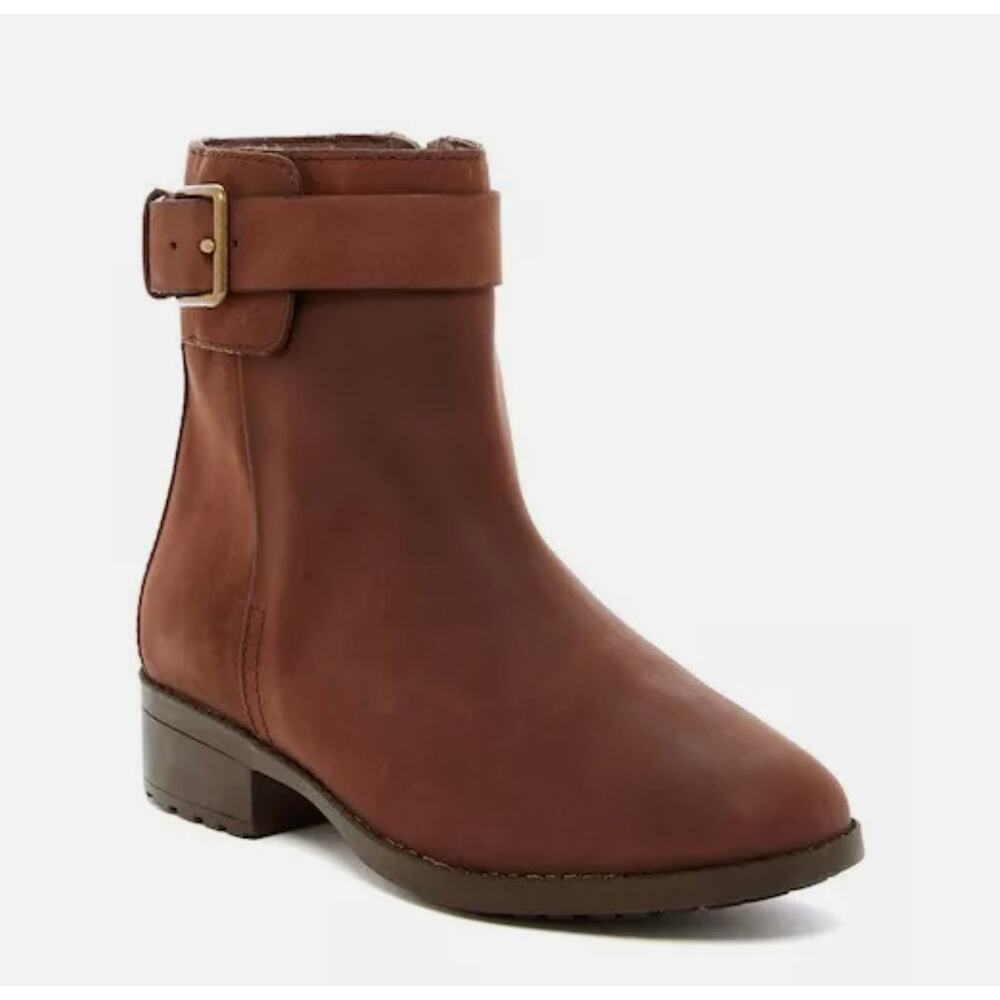 Cole Haan Hastings Boots 8 Brown Ankle Booties Waterproof Buckle Academia Prep